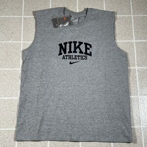 Vintage Y2K 90 Nike Tank Top Mens Medium Muscle Shirt Gym Black Swoosh Gray NWT